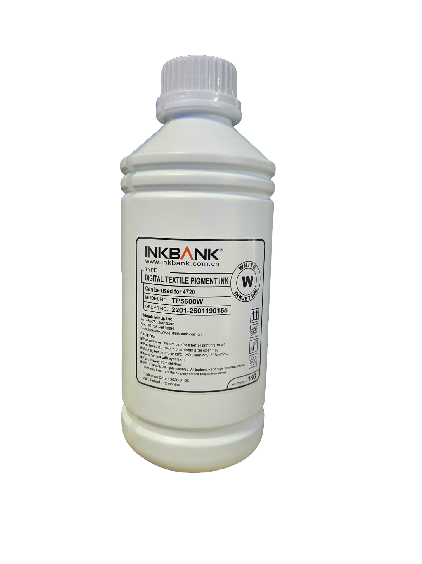 Ink Bank TP5600 DTF Ink - White 1 Liter